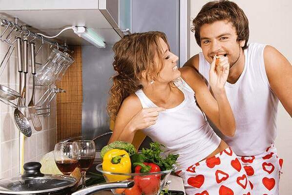 a woman gives a man products for potency